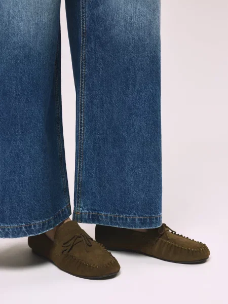 Кожаные мокасины Reserved зеленые