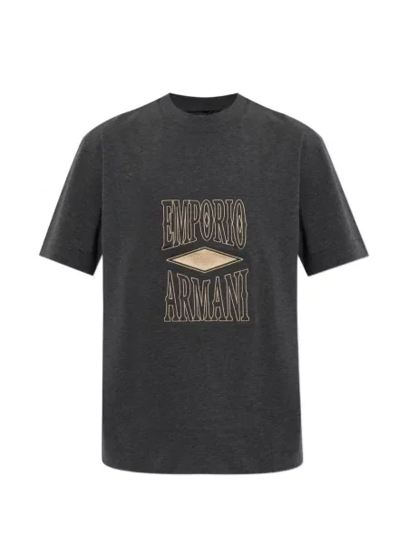Tricou Emporio Armani cu broderie gri