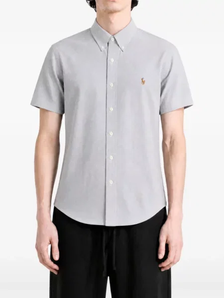 Rochie tip cămașă Polo Ralph Lauren cu broderie plasă maro