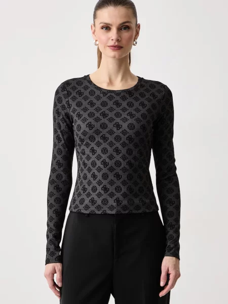 Guess longsleeve z wiskozą FAUSTA czarna