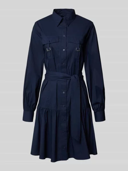 Sukienka koszulowa z wiązanym model ‘GARNLEY’ Lauren Ralph Lauren granatowa