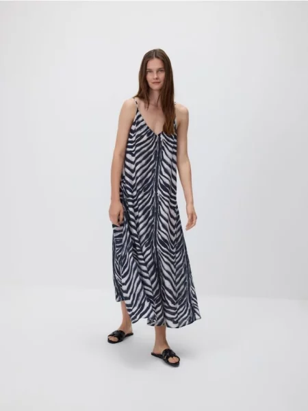 Reserved Сукня міді з модальним принтом різнобарвний 