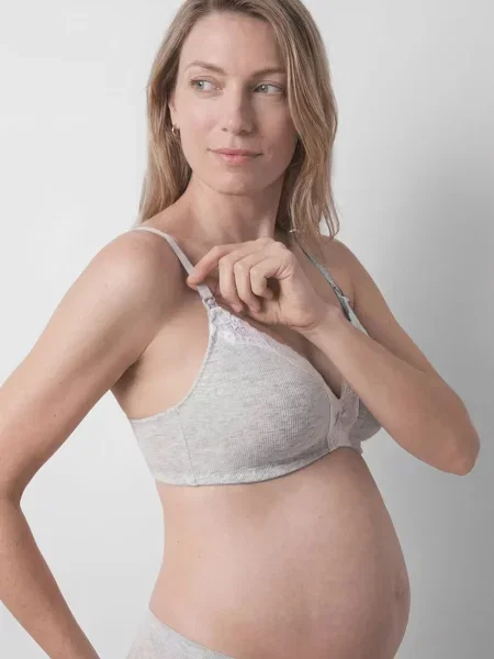 Women'secret podprsenka na dojčenie s bavlnou sivá