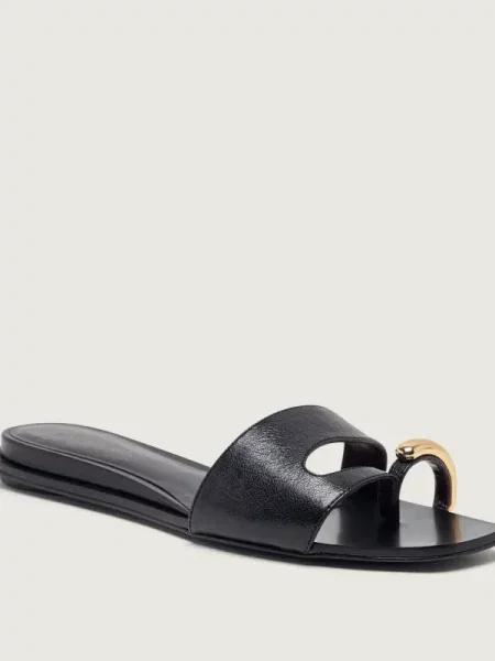 Șlapi Tory Burch din piele negru