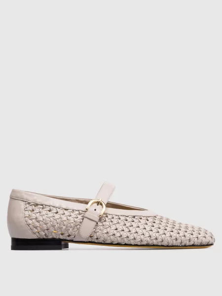 Кожаные плетеные балетки Doucal's серые