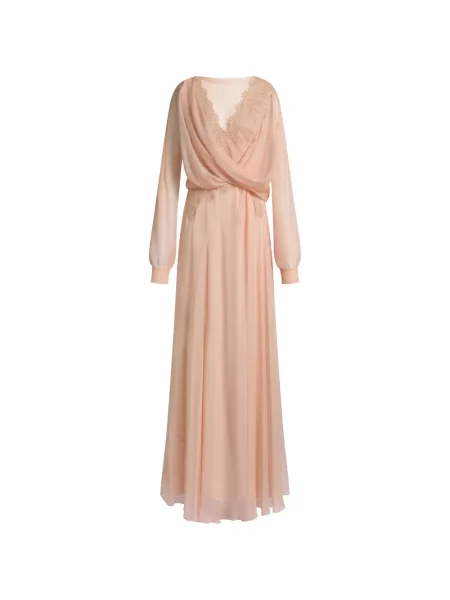 Rochie maxi Alberta Ferretti din dantelă drapată roz