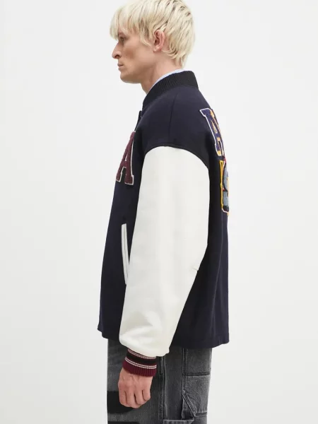 AMBUSH kurtka wełniana Stadium Jacket przejściowa oversize granatowy