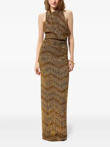 Rochie Missoni cu paiete cu gât halter