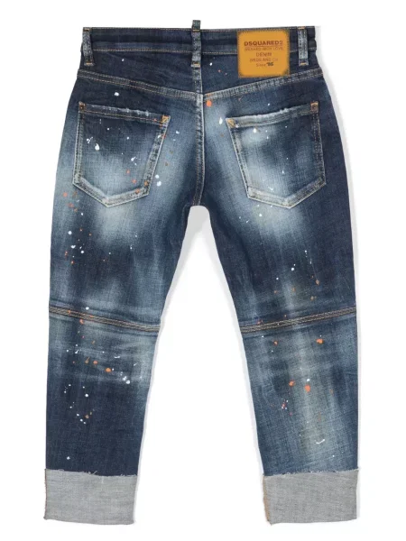 Jeansy straight leg dziecięce Dsquared2 niebieskie