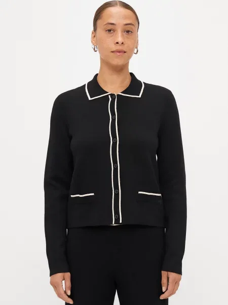 Vero Moda Petite Geacă tricotată VMGOLD negru alb