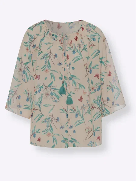 Heine Bluză / azur / verde smarald / roșu bej