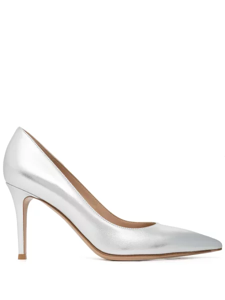 Pantofi cu toc Gianvito Rossi din piele argintiu