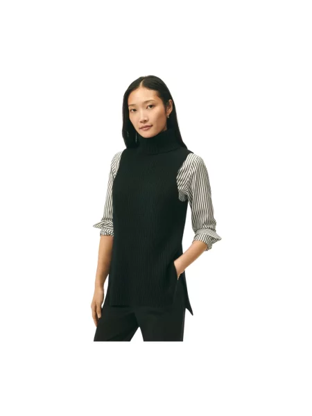 Sweter z golfem Brooks Brothers wełniany bez rękawów do golfa czarny
