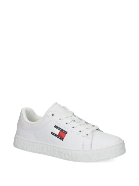Sneakerși Tommy Jeans din piele cu imagine alb