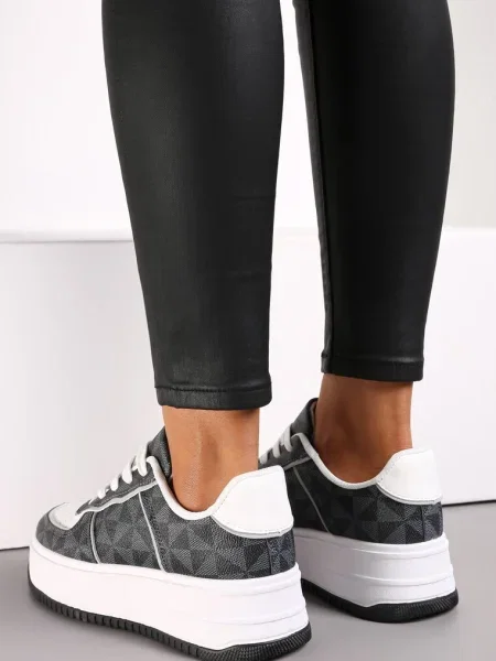 Sneakers cu Model Geometric pe Platformă Vihid gri