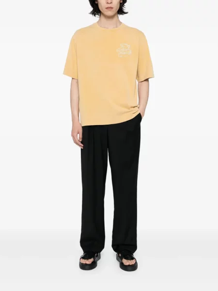 Tricou Maison Kitsune cu broderie galben