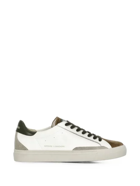Sneakerși Crime London din piele de căprioară alb