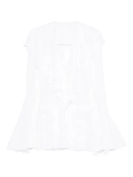 Długa sukienka maxi Norma Kamali z falbankami garniturowa biała