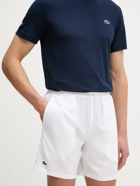 Pantaloni scurți Lacoste tenis cu autograf alb