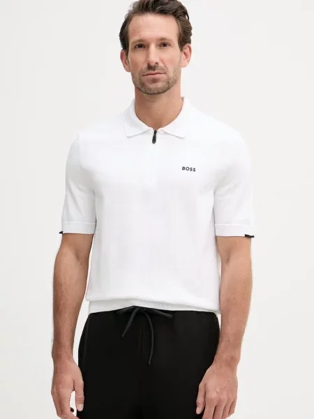BOSS Green polo swetrowe X PS biała