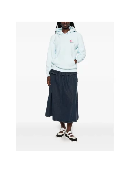 Bluza z kapturem Kenzo w kwiatki z kapturem niebieska