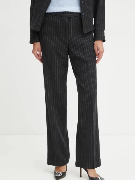 MICHAEL Michael Kors pantaloni de lana drept high waist negru