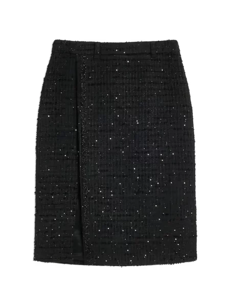 Fustă Semicouture cu paiete din tweed negru