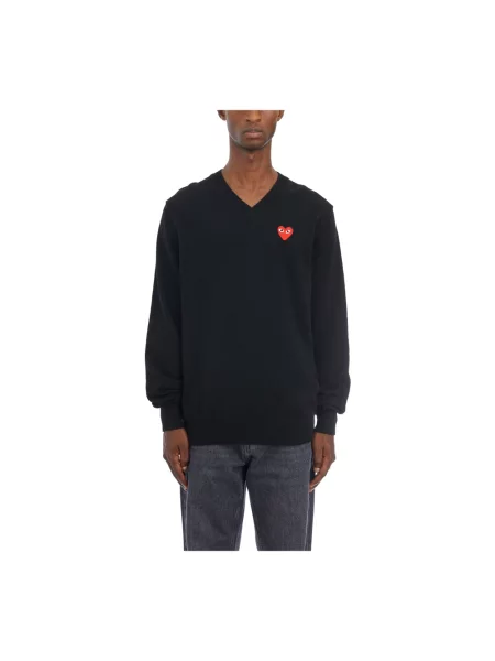 Bluza Comme Des Garcons Play z dekoltem w serek z logo czarna