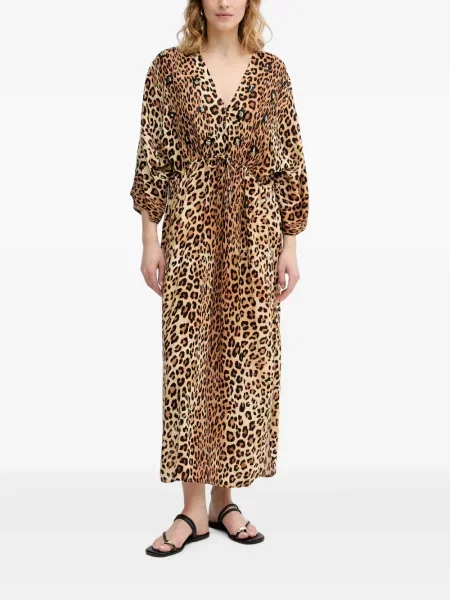 Rochie maxi Lola_casademunt cu paiete cu model leopard maro