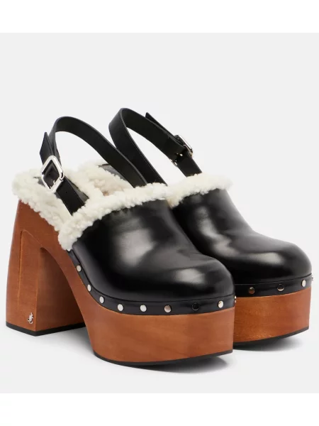 Saboți Jimmy Choo din piele cu platformă negru
