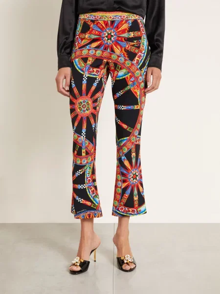 Dolce & Gabbana Kalhoty S Hedvábím / červená / modrá černá