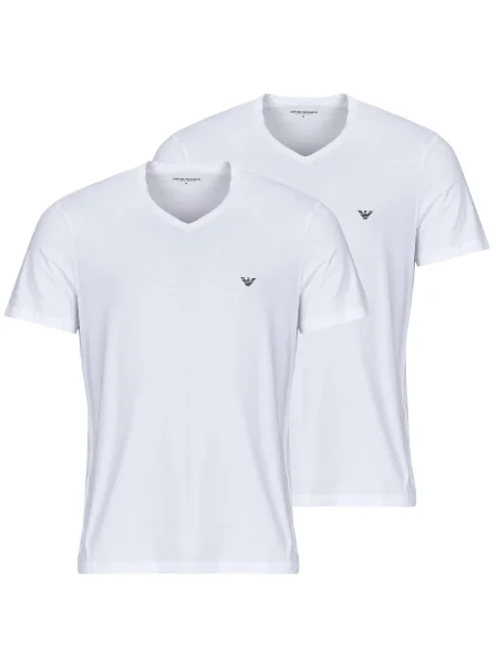 Tricou Emporio Armani cu decolteu în U alb