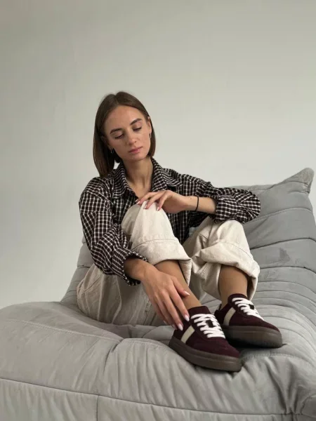 Замшевые кеды 105.store бордовые