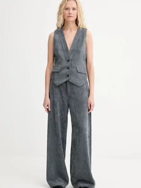 MUNTHE kamizelka sztruksowa LILLIAN jednorzędowa szary