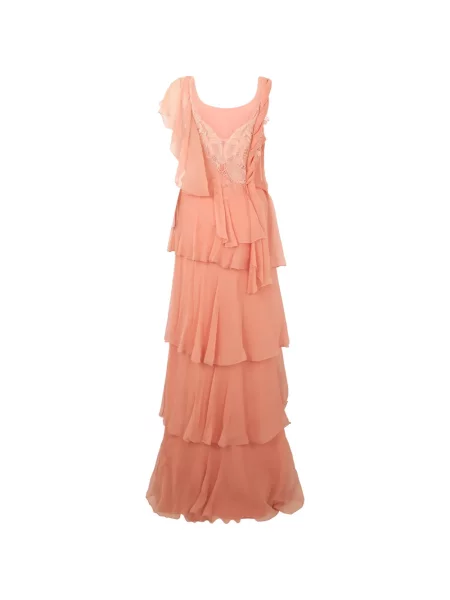 Rochie maxi Alberta Ferretti cu volane roz