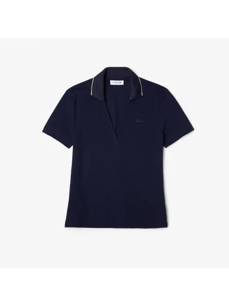 Lacoste Koszulka Polo Z Dekoltem V Slim Fit granatowa