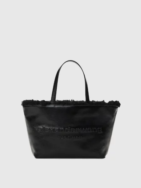 Шкіряна сумка-тоут на хутрі Alexander Wang чорна