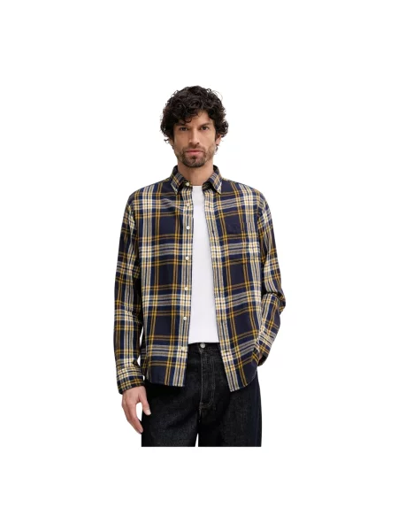 Gant koszula regular z kołnierzykiem button-down granatowy