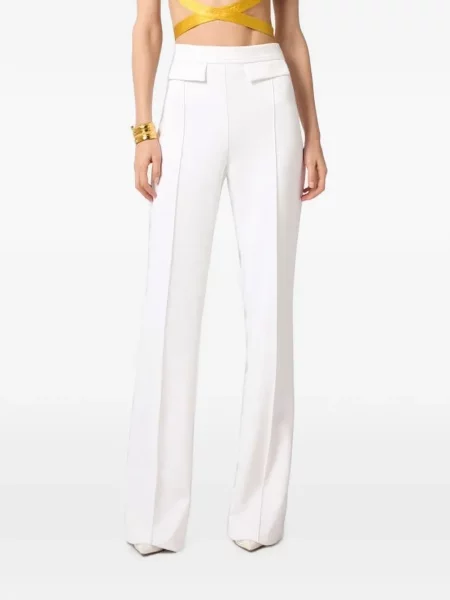 Pantaloni Elisabetta Franchi stretch cu autograf alb