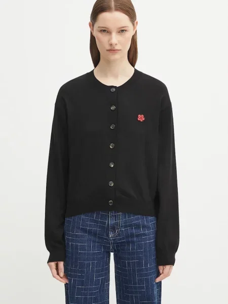 Kenzo cardigan din lână Rws Boke Flower Crest Crewneck Cardigan light negru