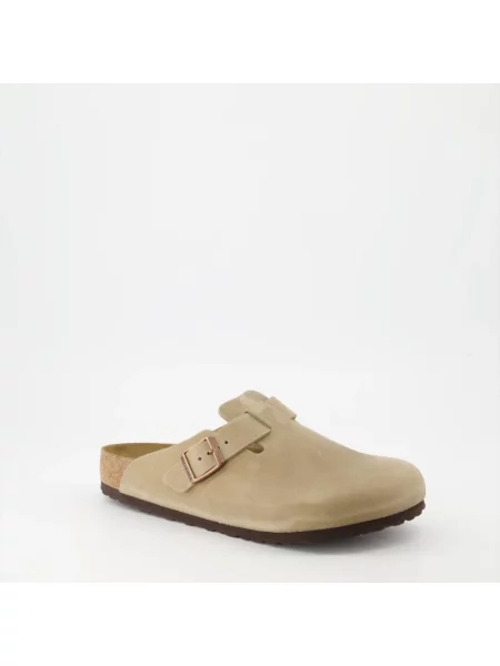 Birkenstock klapki nubukowe Boston brązowy beżowe