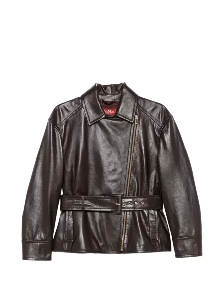 Cu centură geanta de piele Max Mara maro