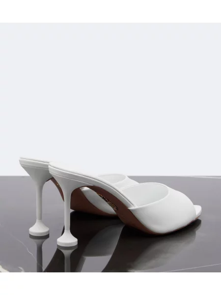 Papuci tip mules Aquazzura din piele alb