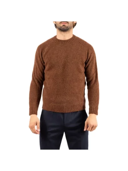 Sweter Filippo De Laurentiis wełniany ze sznurkiem brązowy