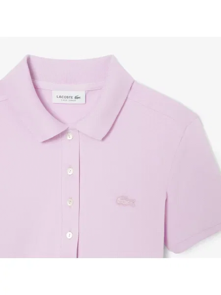 Lacoste Koszulka Polo Slim Fit Z Elastycznej Piki Petit różowa