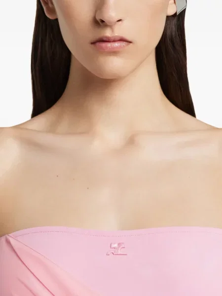 Rochie Courreges din jerseu drapată de costum roz