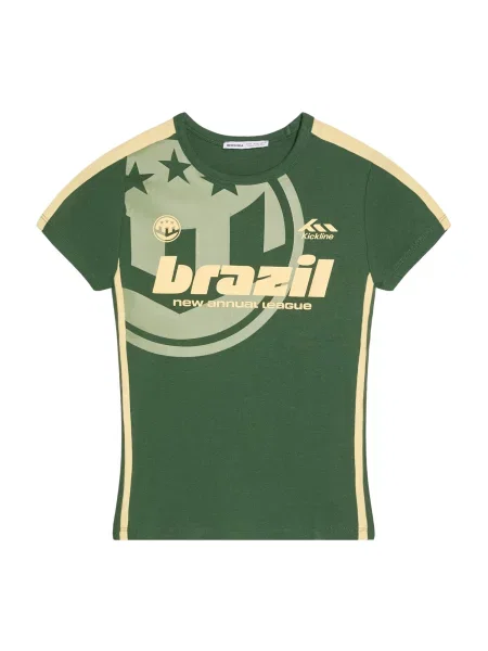 Bershka Majica / jelka / pastelno zelena bež