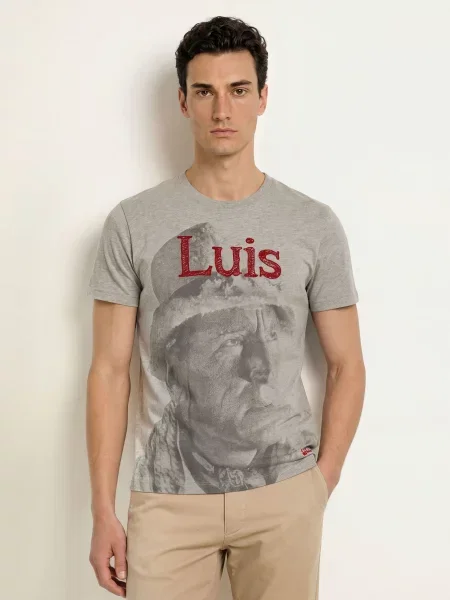 Luis Trenker Tričko Luface světle / tmavě / červená šedá