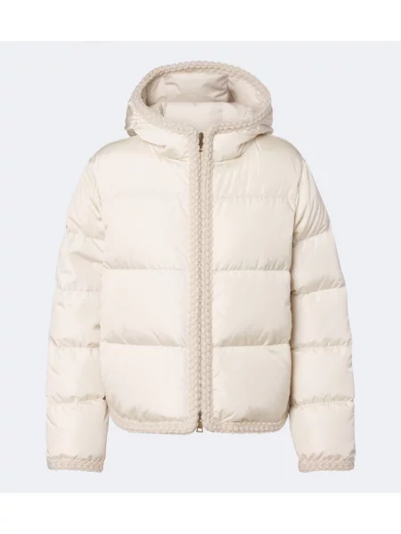 Geacă cu puf Moncler cu glugă bej
