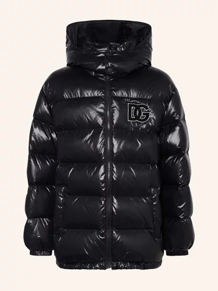 Dolce & Gabbana Kurtka Puchowa Z Odpinanym Kapturem schwarz czarna